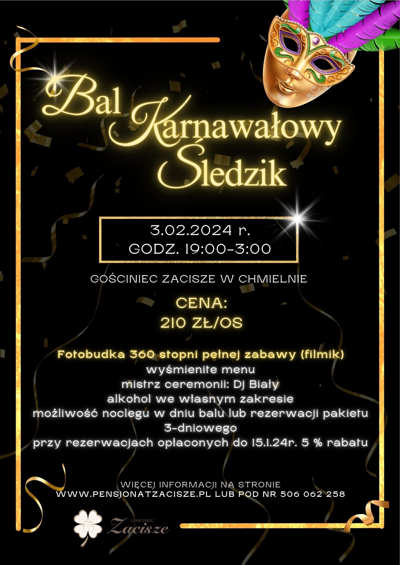 Bal Karnawałowy "Śledzik" - pensjonatzacisze.pl