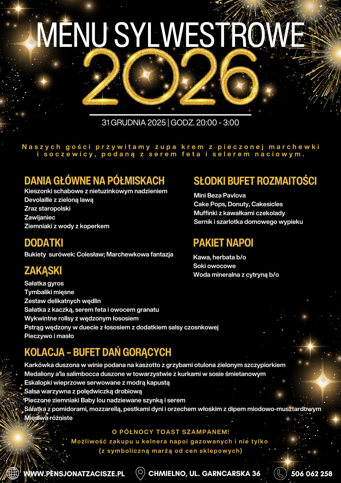 Oferta na Sylwester 2025/2026 w Pensjonacie Zacisze