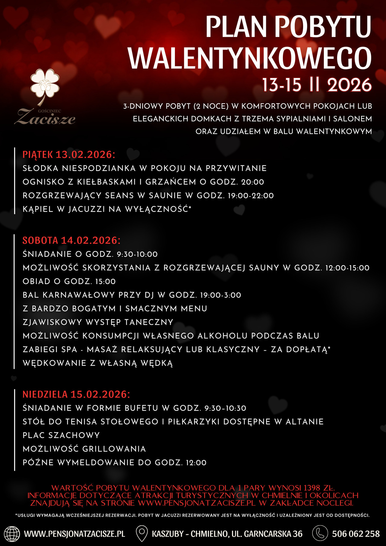 Bal walentynkowy 2026 - Pensjonat Zacisze Bal walentynkowy 2026 - Pensjonat Zacisze