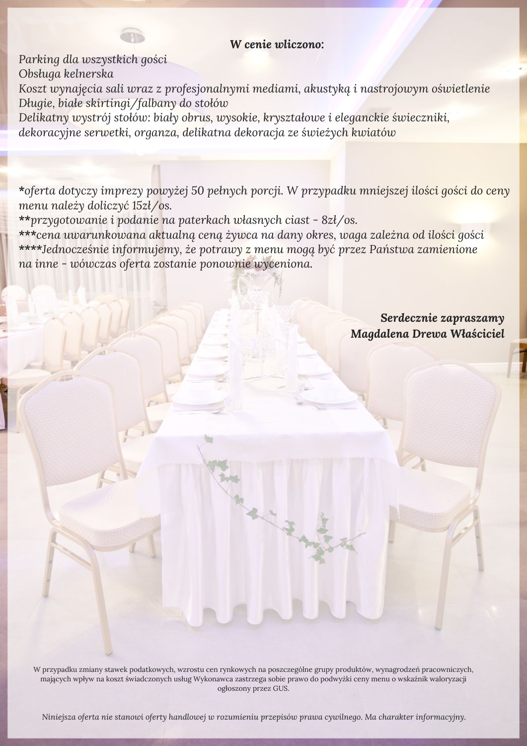 Imprezy rodzinne w Pensjonacie Zacisze