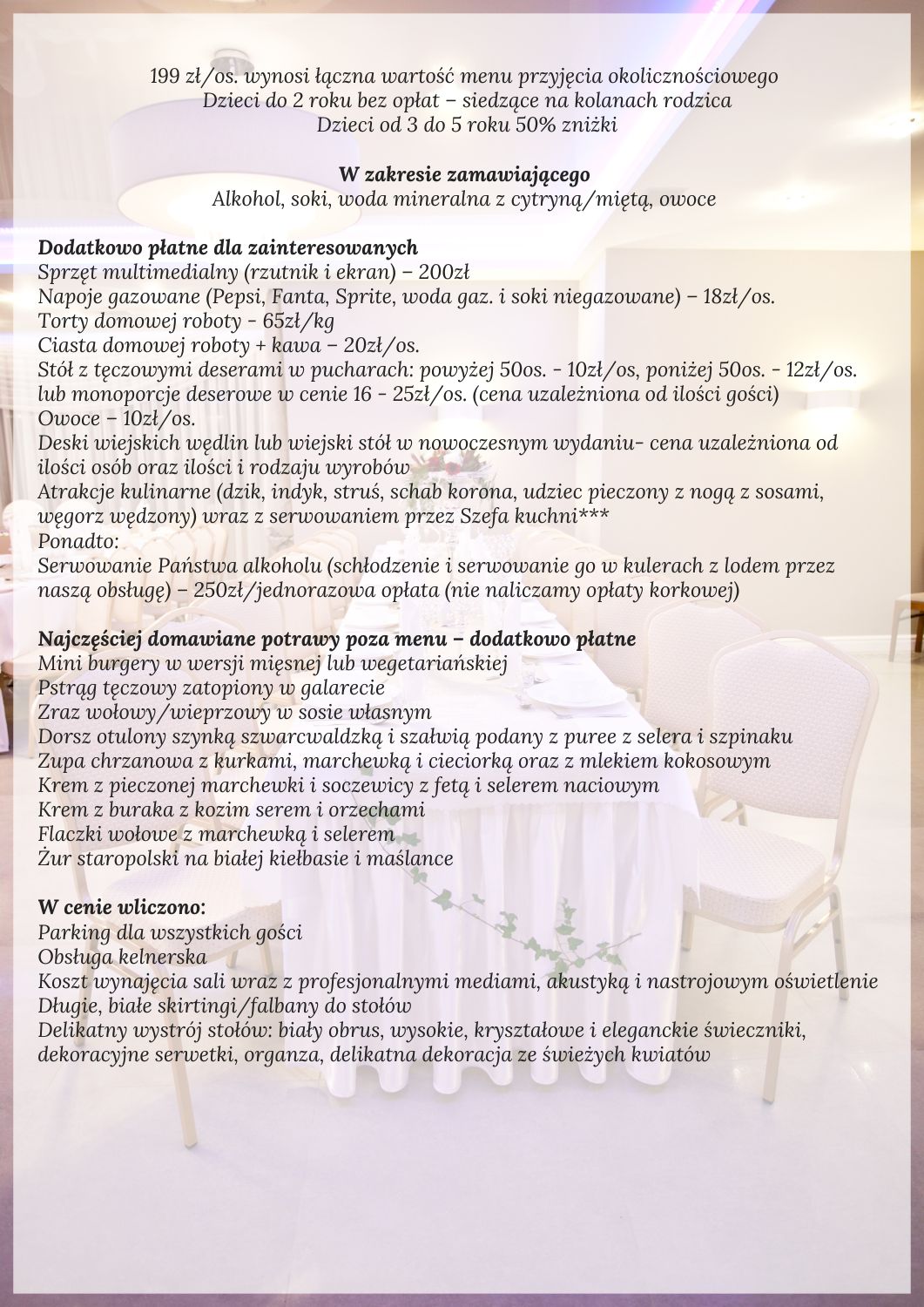 Oferta na imprezy osiemnastkowe w Pensjonacie Zacisze