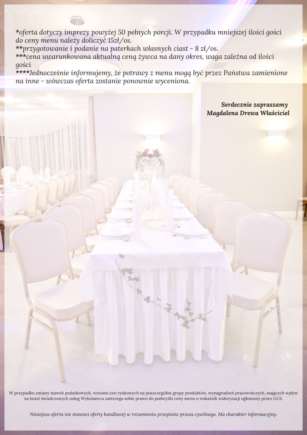 Oferta na imprezy osiemnastkowe w Pensjonacie Zacisze