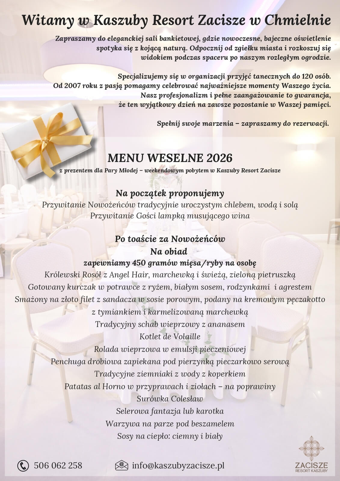 Menu weselne 2026 - Resort Kaszuby Zacisze Menu weselne 2026 - Resort Kaszuby Zacisze