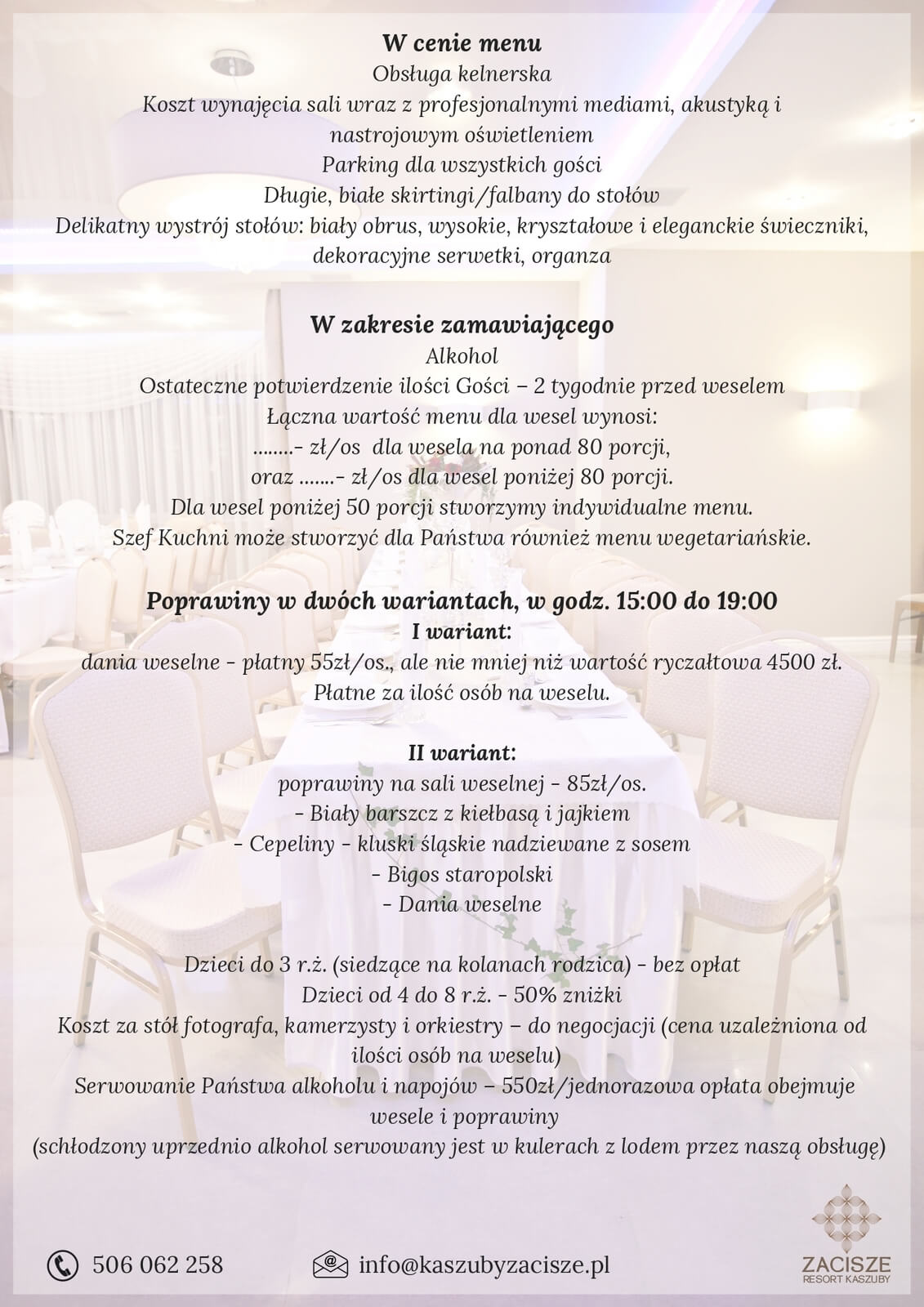 Menu weselne 2026 - Resort Kaszuby Zacisze Menu weselne 2026 - Resort Kaszuby Zacisze