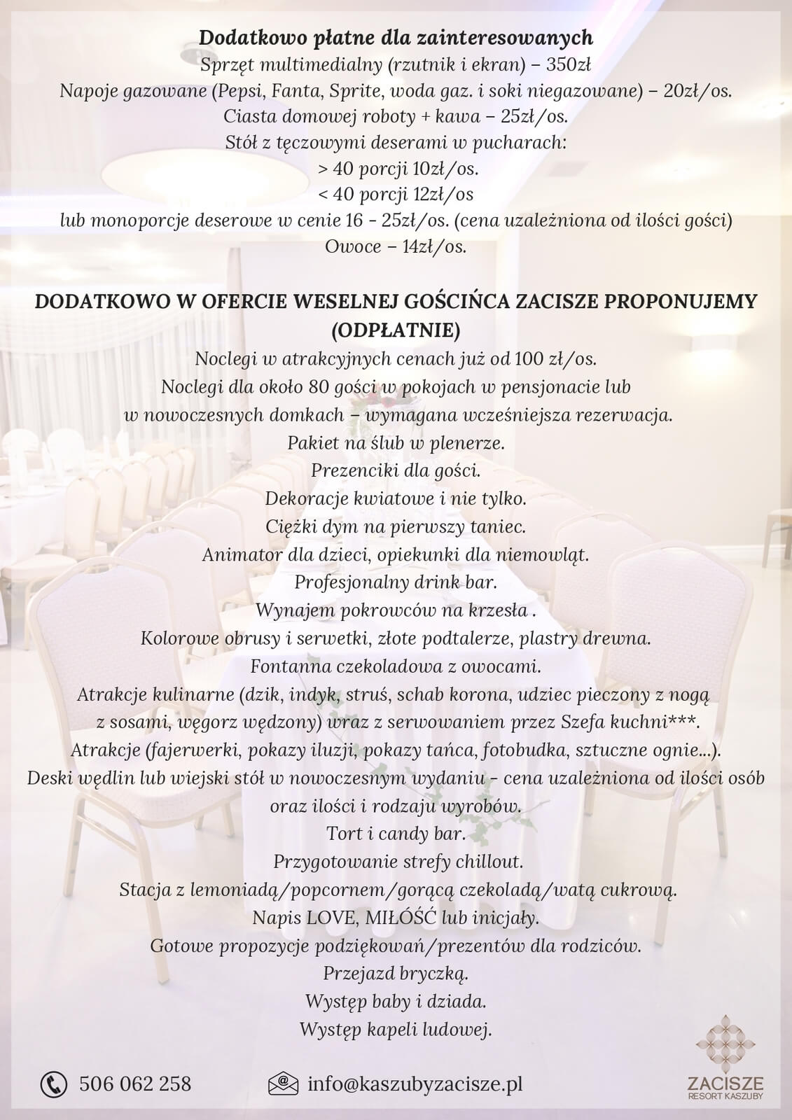 Menu weselne 2026 - Resort Kaszuby Zacisze Menu weselne 2026 - Resort Kaszuby Zacisze